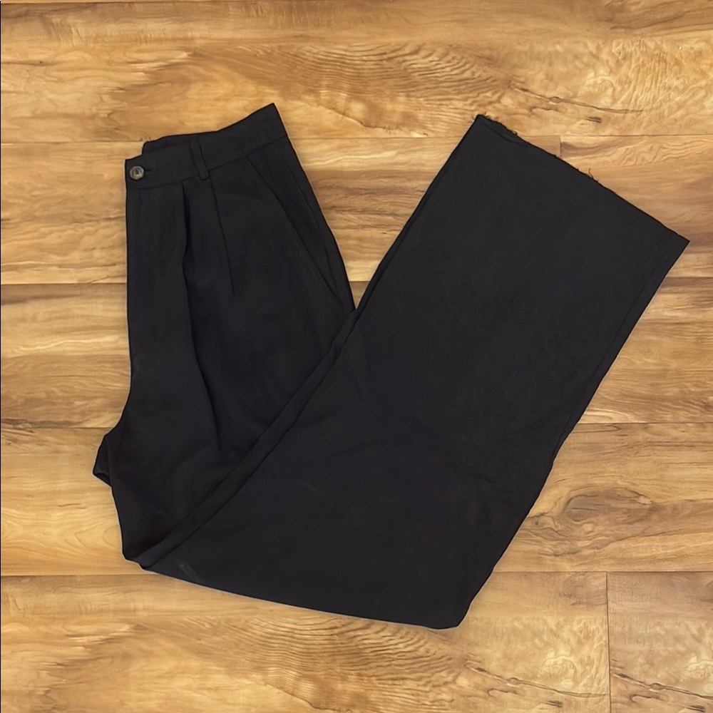 Reformation Black Dress Pants Classic Tailored Wide-Leg